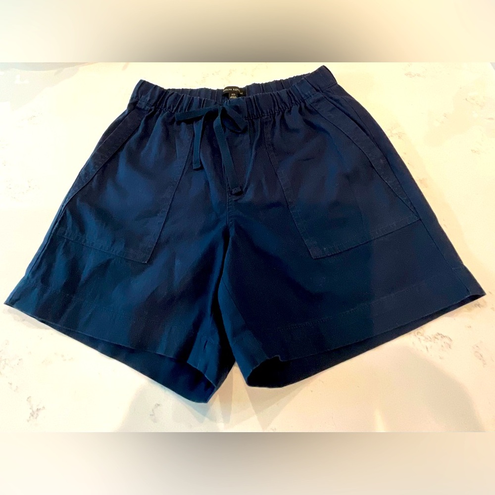 Banana Republic Linen Blend Pull-On Drawstring Shorts, Navy Blue, Size XS